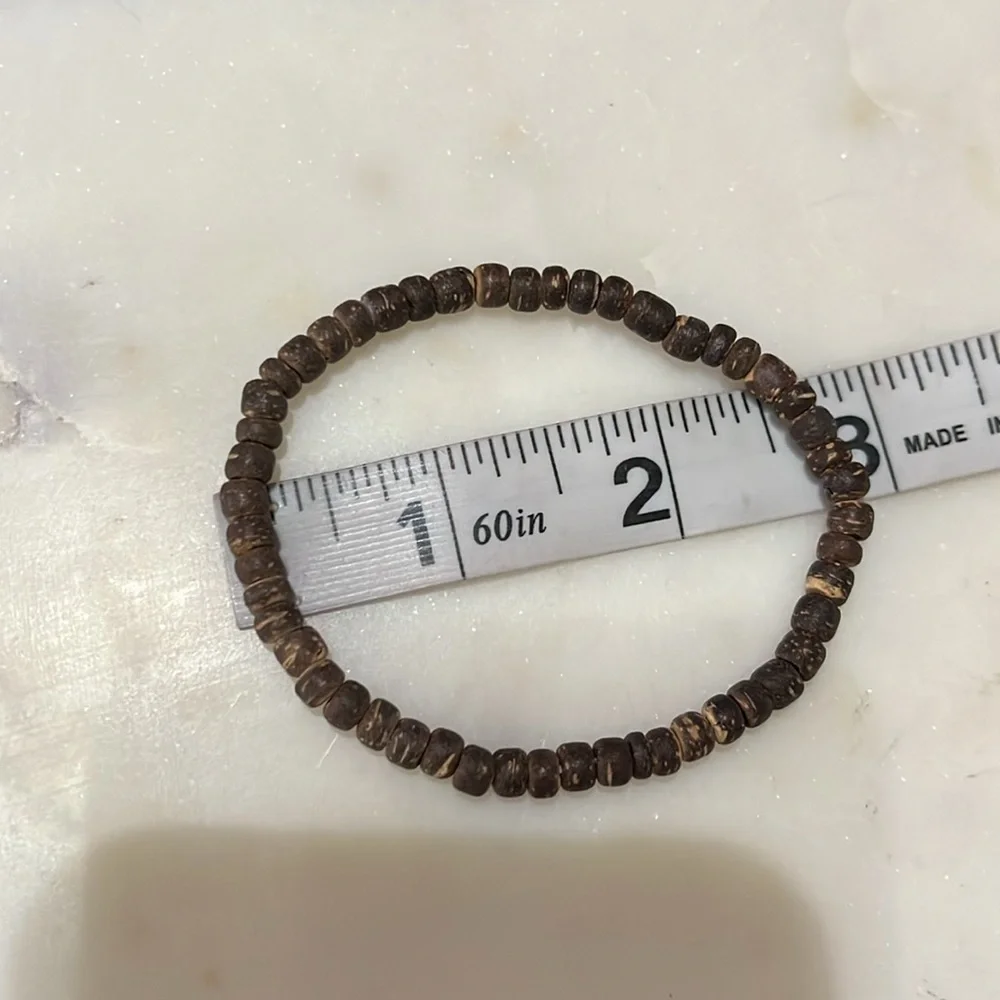 Bracelet set, BFF infinity circle & BoHo brown coconut beads brackets